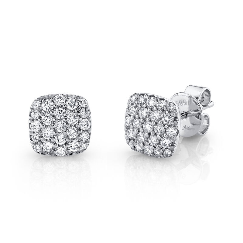Shy Creation 0.50 ctw Pave Diamond Stud Earrings in 14k White Gold SC22004417 image number null