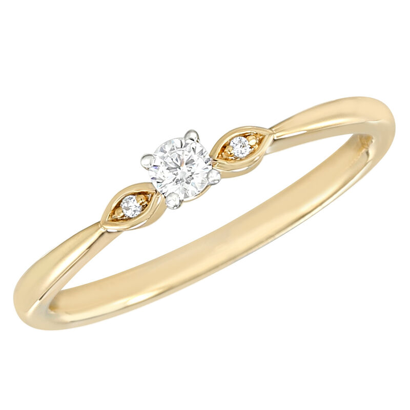 Round Lab Grown Diamond 1/10ctw. Three Stone Promise Ring in 10k Yellow Gold image number null