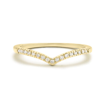 Brilliant-Cut 1/10ctw. Diamond V Stackable Band in Set in 14k Yellow Gold