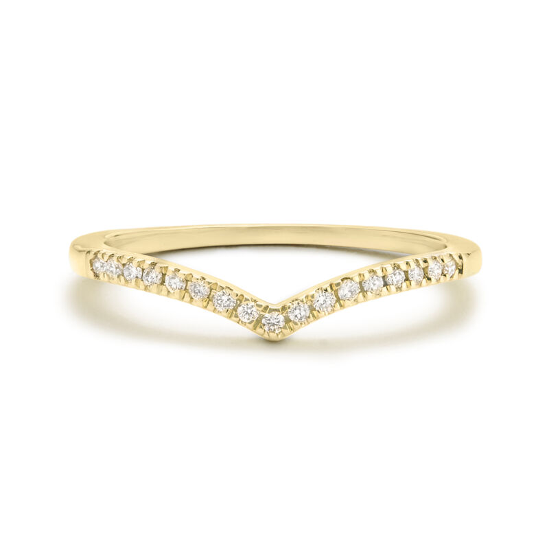 Brilliant-Cut 1/10ctw. Diamond V Stackable Band in Set in 14k Yellow Gold image number null