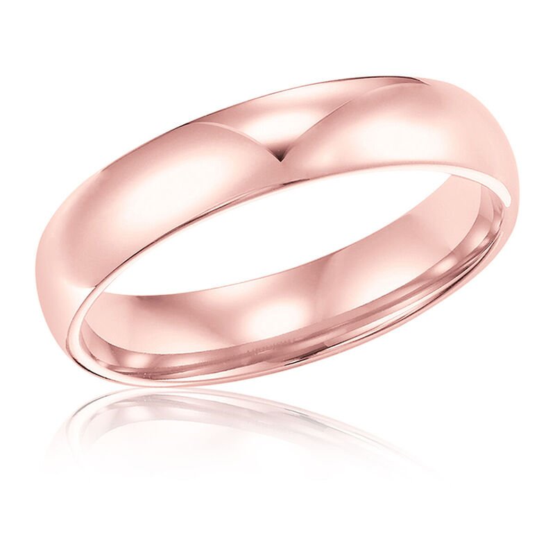 Men's Polished & 14k Rose Gold Wedding Ring (4mm) image number null