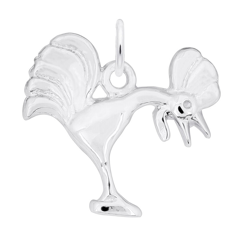 Rooster Crowing Charm in Sterling Silver image number null
