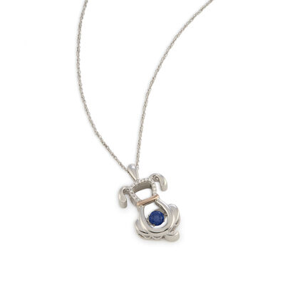 Beats Of Love: Dog Sapphire Pendant in Sterling Silver & Rose Gold