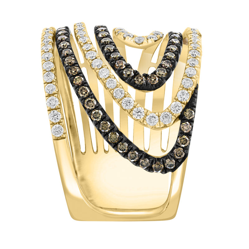 EFFY Brilliant-Cut .83ctw. Diamond White & Espresso Swirl in 14k Yellow Gold image number null