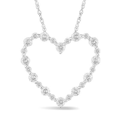 Diamond 1ctw. Heart Pendant in 10k White Gold 