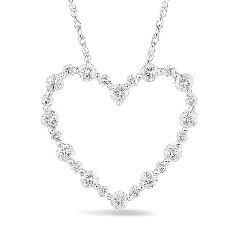 Diamond 1ctw. Heart Pendant in 10k White Gold  image number null