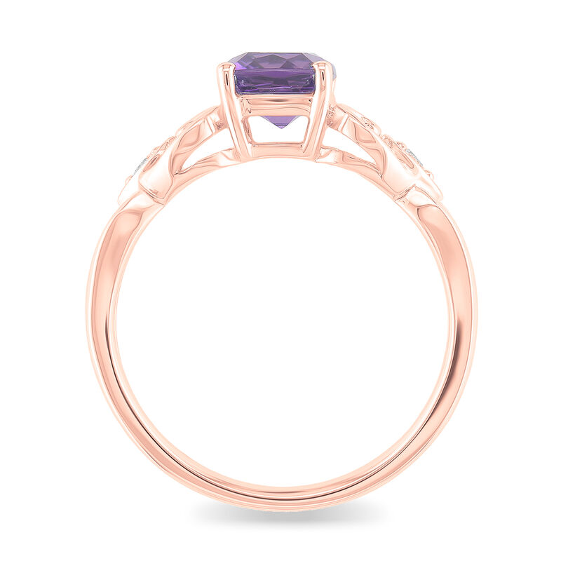 Cushion-Cut Amethyst & Diamond Ring in 10k Rose Gold image number null