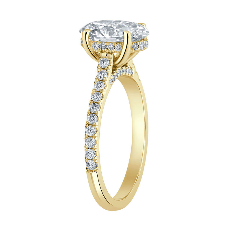 Oval-Cut Lab Grown 2 3/8ctw. Diamond Hidden Halo Cathedral Engagement Ring in 14k Yellow Gold image number null