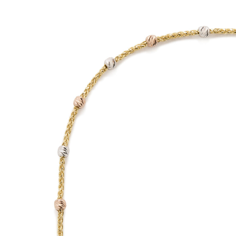 Tri-Color Bead Friendship Bolo Bracelet in 14k Gold image number null