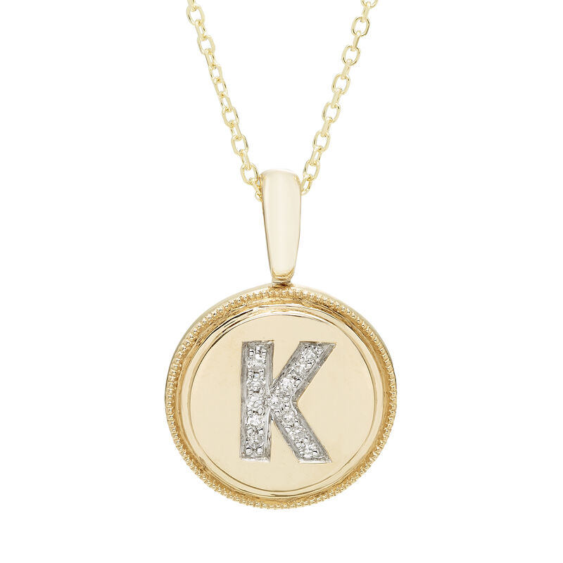 Diamond Initial K Pendant in 14k Yellow Gold image number null