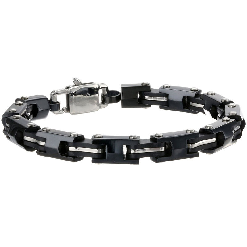 Men's Stainless Steel Sculpted Black Ion-Plate Bracelet image number null