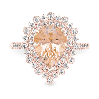 JK Crown Pear-Shaped Morganite & Diamond Ring in 10k Rose Gold