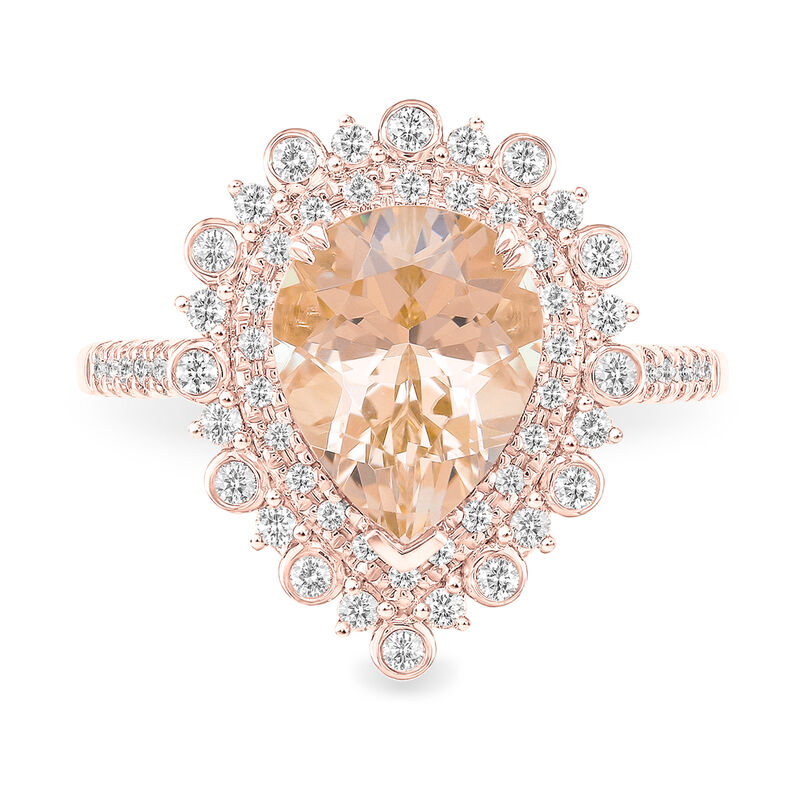 JK Crown Pear-Shaped Morganite & Diamond Ring in 10k Rose Gold image number null