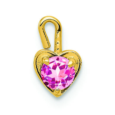 October Synthetic Birthstone Heart Charm in 14k Yellow Gold