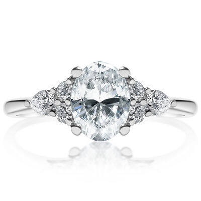 Kali. 1/3ctw. Diamond Engagement Ring Setting in 14k White Gold