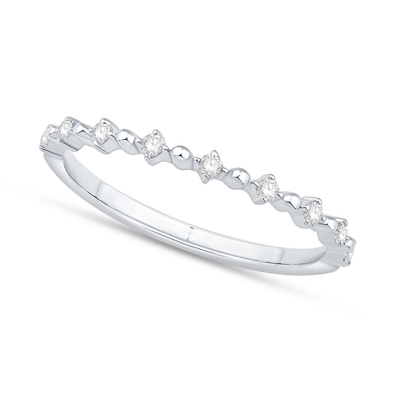 Brilliant-Cut .10ctw. Diamond 9 Stone Beaded Distance Band in 10k White Gold image number null