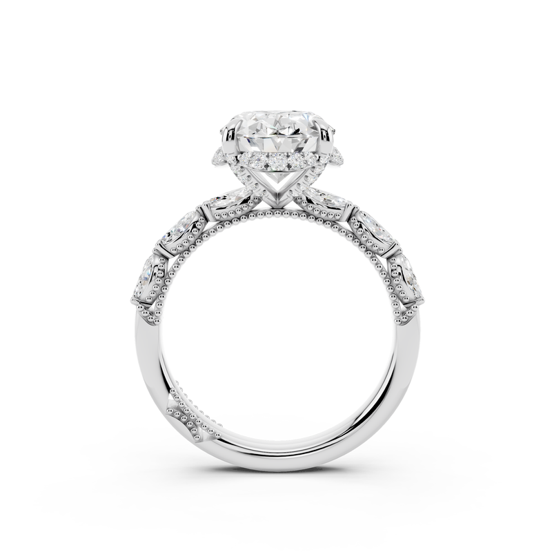 Oval Lab Grown Diamond 3 1/2ctw. Hidden Halo Engagement Ring in 14k White Gold image number null