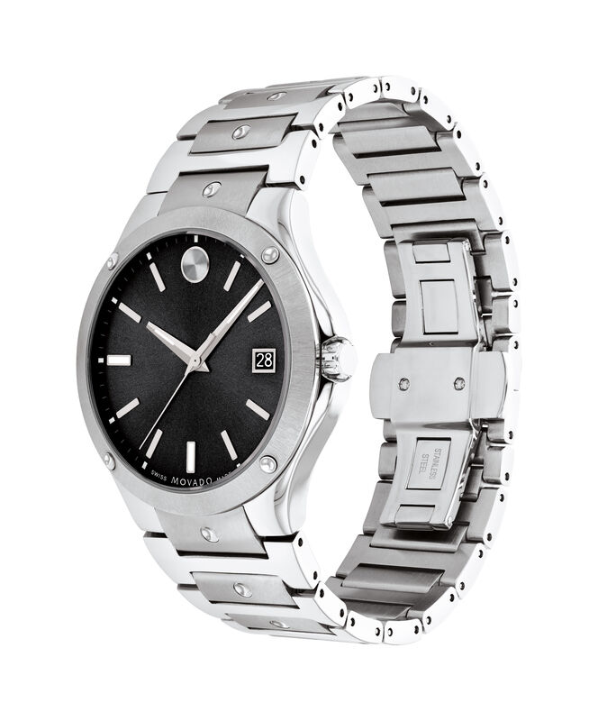 Movado SE Stainless Steel Watch With Black Dial 0607541