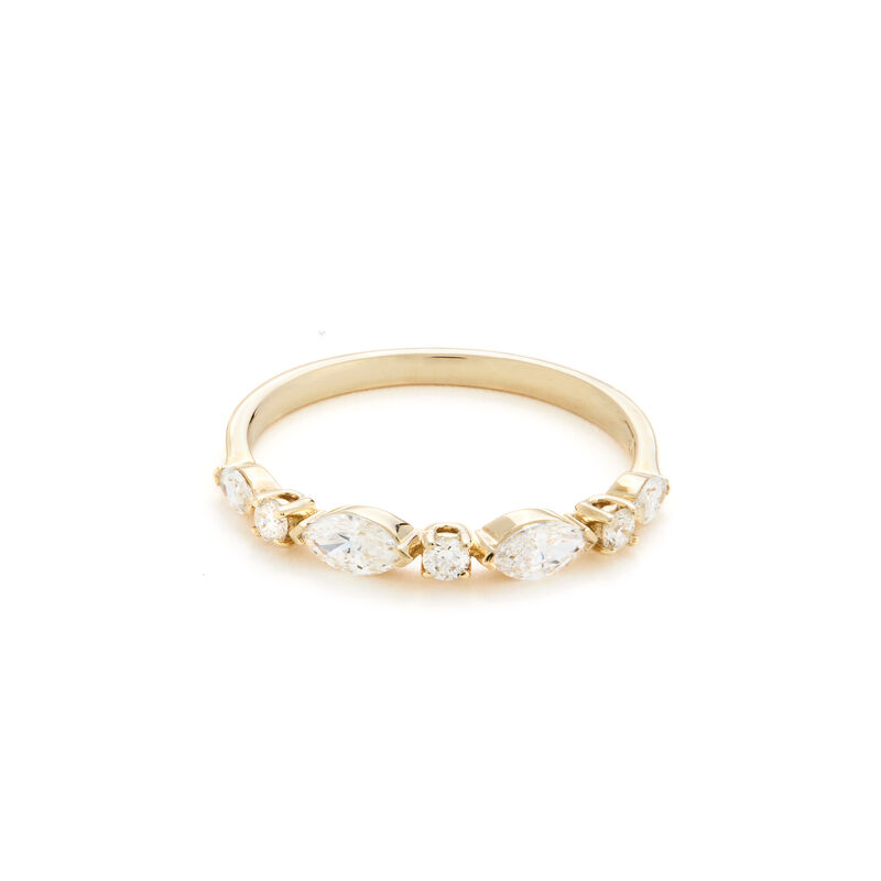Diamond 1/2ctw. Marquise & 14k Yellow Gold Anniversary Ring image number null