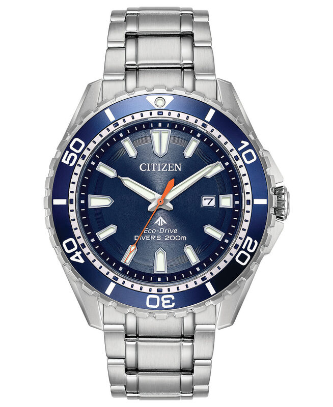 Citizen Men's Eco-Drive Promaster Diver Stainless Steel Bracelet Watch 44mm BN0191-55L image number null