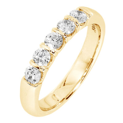 Diamond 5-Stone 1/2ctw. Wedding Band in 14K Yellow Gold (HI, I1)