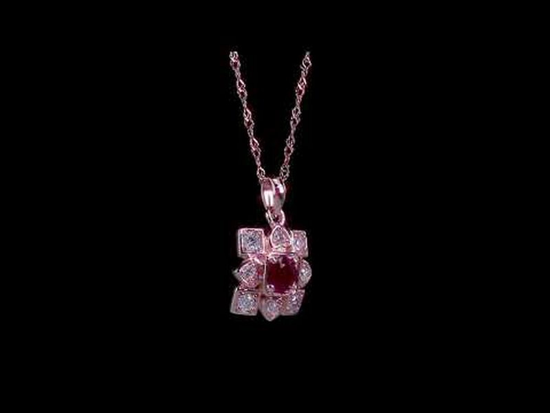 Everly Diamond & Ruby Fashion Pendant in 10k Rose Gold image number null