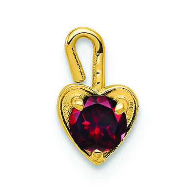 July Synthetic Birthstone Heart Charm in 14k Yellow Gold