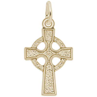  Celtic Cross Charm in Gold Plated Sterling Silver