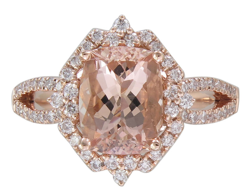 Cushion-Cut Morganite Ring in 14k Rose Gold image number null