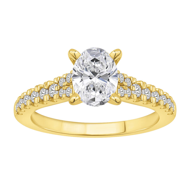 Oval-Cut Lab Grown 1 1/4ctw. Diamond Split Shank Cathedral Engagement Ring in 14k Yellow Gold image number null