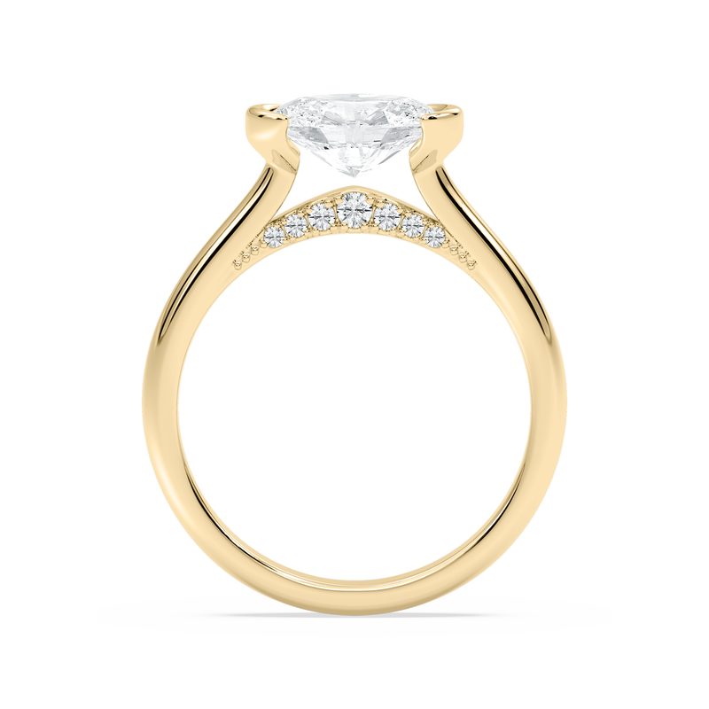 Oval Lab Grown Diamond 1 1/2ctw. East West Diamond Bridge Solitaire Engagement Ring in 14k Yellow Gold image number null