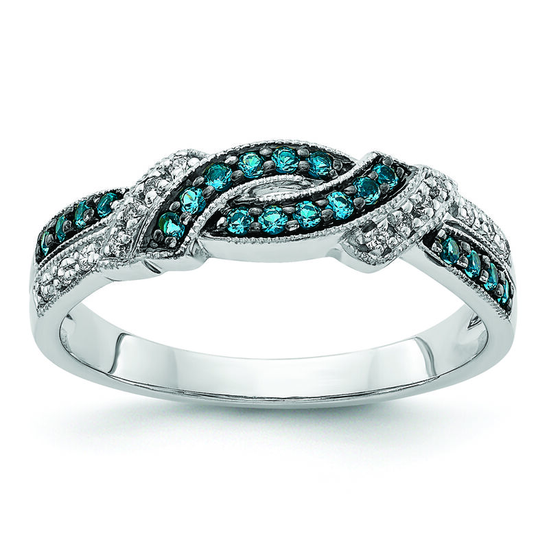 Blue & White 1/4ctw. Diamond Twist Band in 14k White Gold image number null