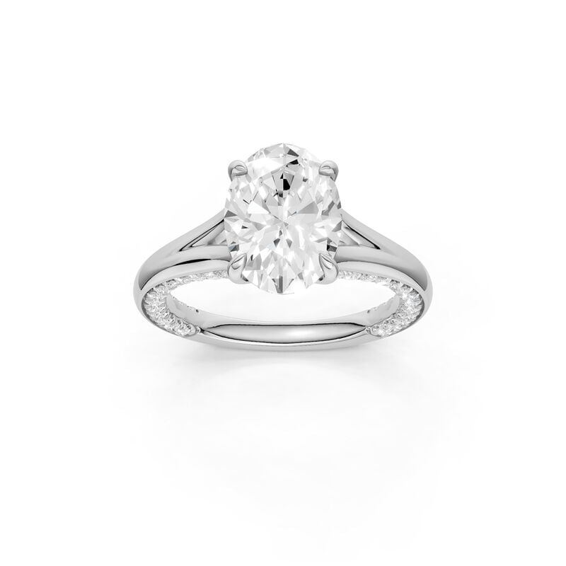 Oval Lab Grown Diamond 3 1/2ctw. Split Shank Engagement Ring with Round Diamond Accents in 14k White Gold image number null