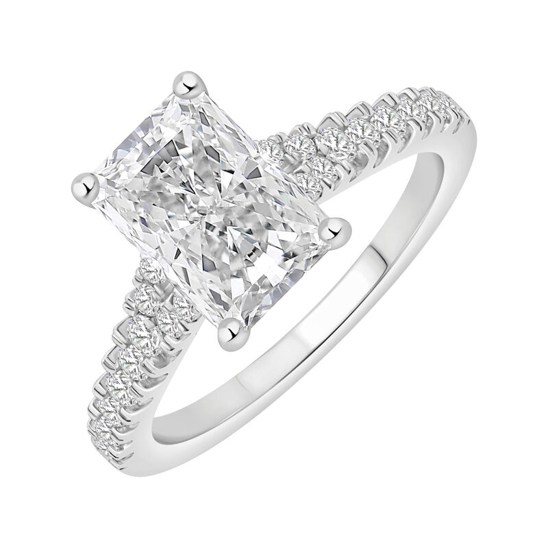 Radiant-Cut Lab Grown 2 1/3ctw. Diamond Split Shank Engagement Ring in 14k White Gold image number null