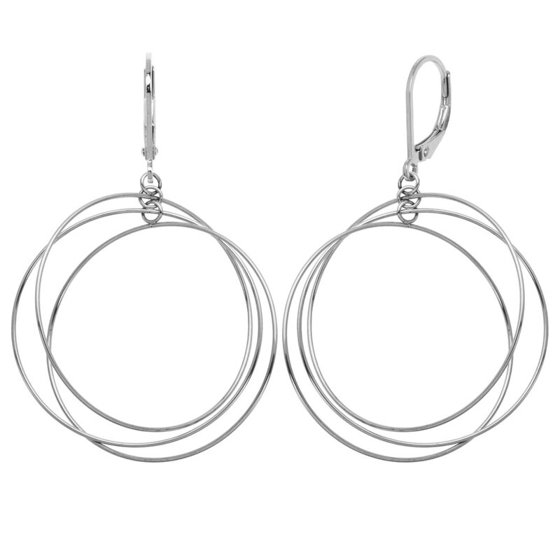 Multi Circle Leverback Fashion Dangle Earrings in Stainless Steel image number null