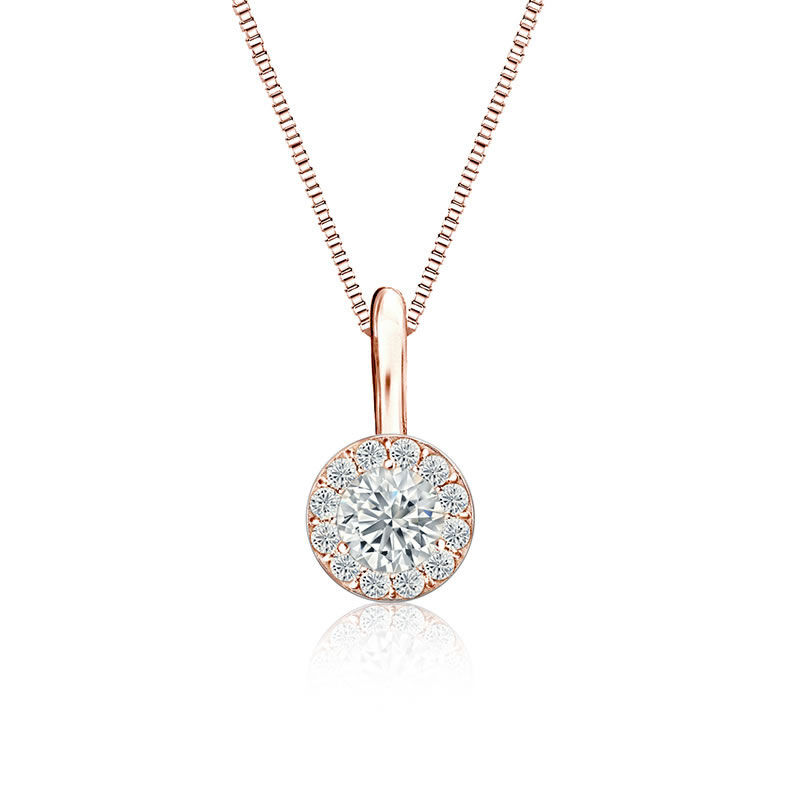 White Diamond Halo &#188;ct. Pendant in 14k Rose Gold image number null