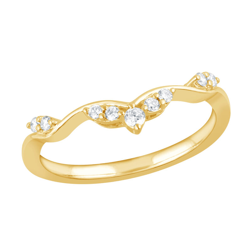 Round Lab Grown Diamond Contour Wedding Ring in 14k Yellow Gold image number null