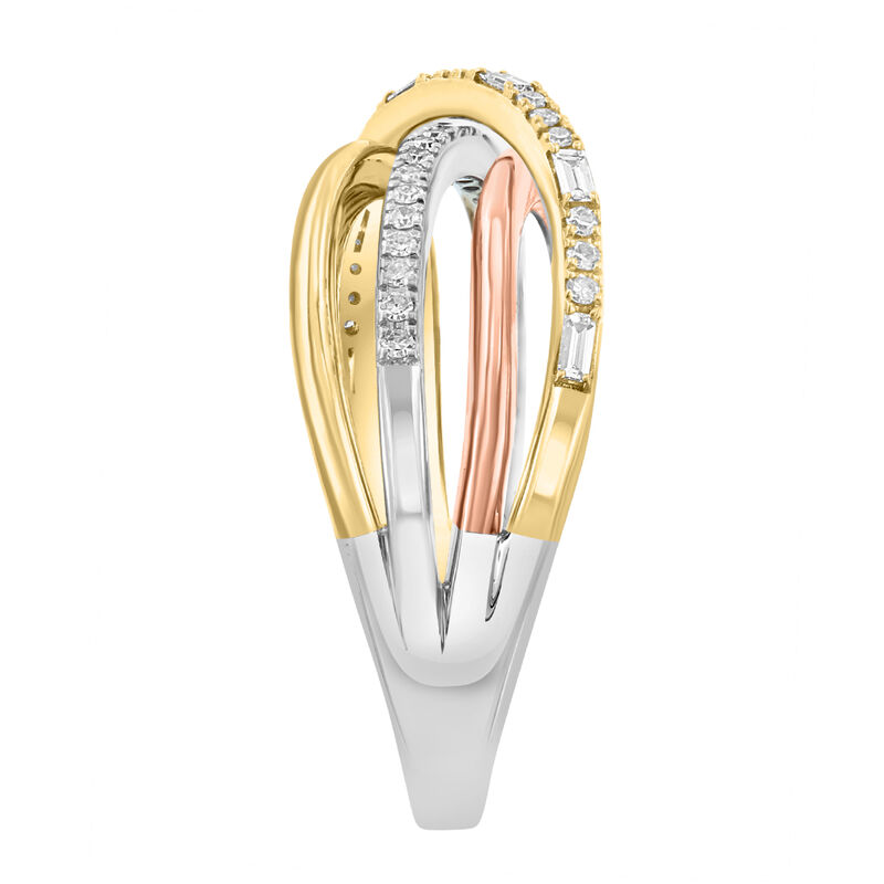 EFFY .23ctw. Diamond Crossover Ring in 14k Tricolor Gold image number null