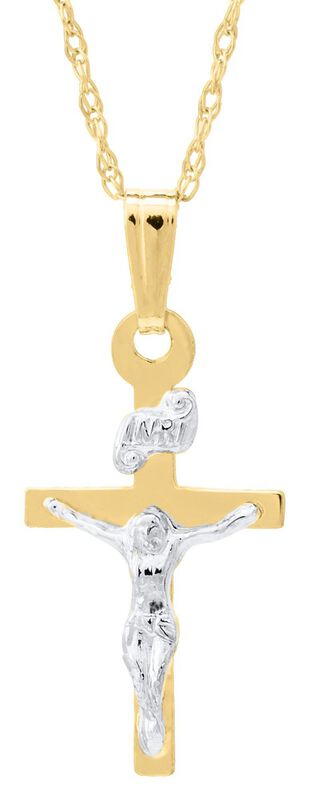 Children's Crucifix in 14k Yellow Gold 15" image number null