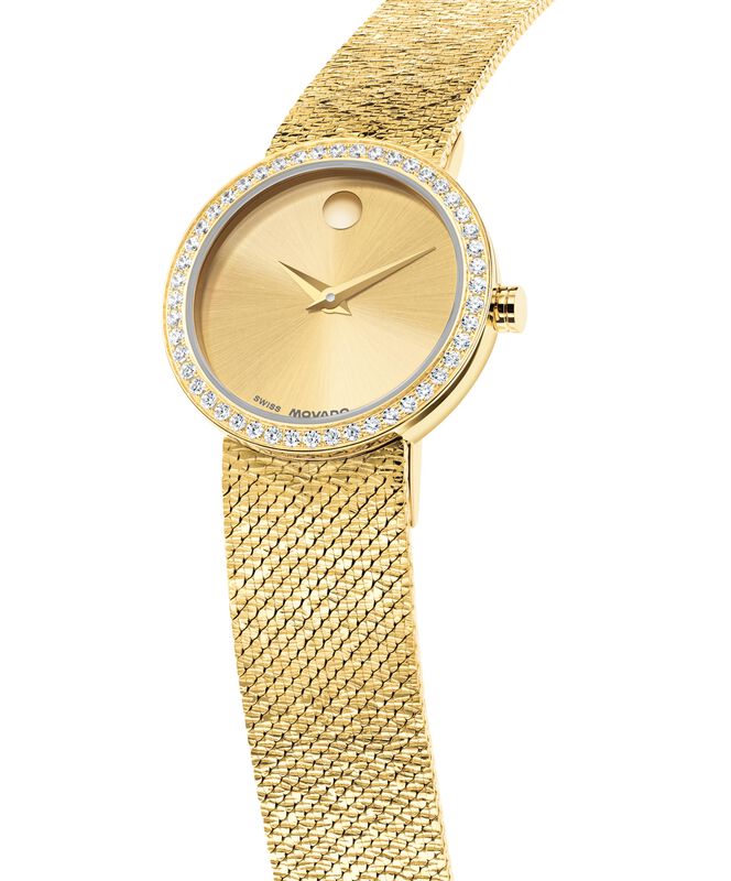 Movado Museum Velura Diamond Bezel Yellow Gold Tone Dial 607934 image number null