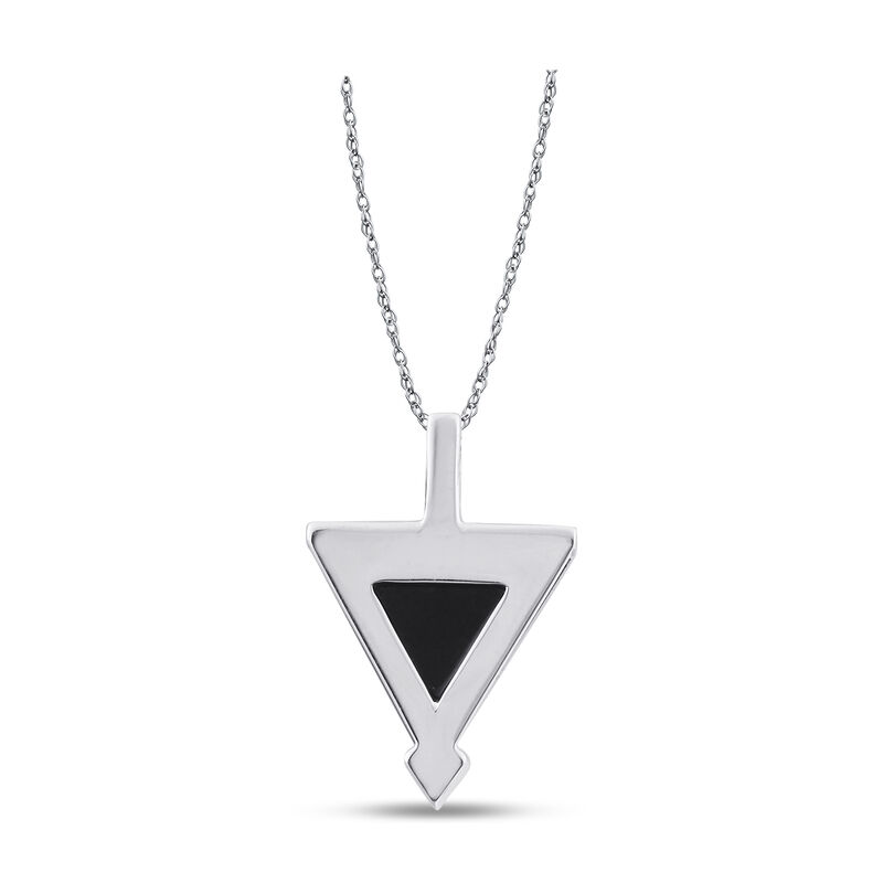 Onyx & White Topaz Triangle Pendant in Sterling Silver image number null