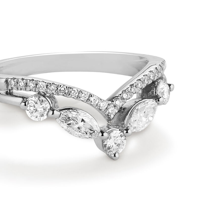 Lab Grown Diamond 3/4ctw. Marquise Contour & 14k White Gold Anniversary Ring image number null