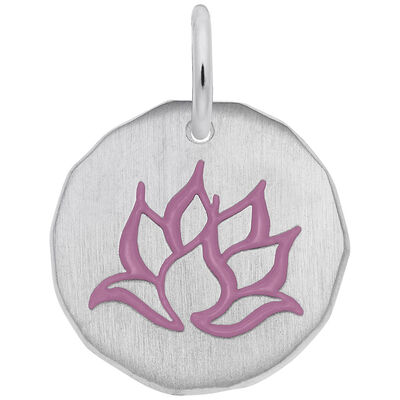 Lotus Flower Charm in Sterling Silver