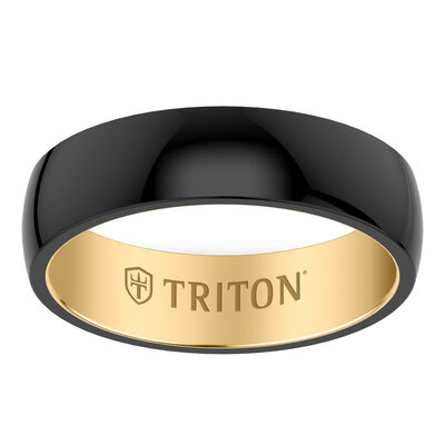 Black and Yellow Accented Comfort Fit Tungsten Band 6mm