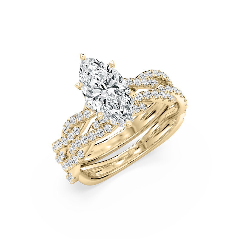 Marquise Lab Grown Diamond 2 3/4ctw. Hidden Halo Twist Bridal Set in 14k Yellow Gold image number null