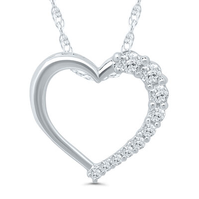 .10ctw. Diamond Heart Pendant in 10k White Gold