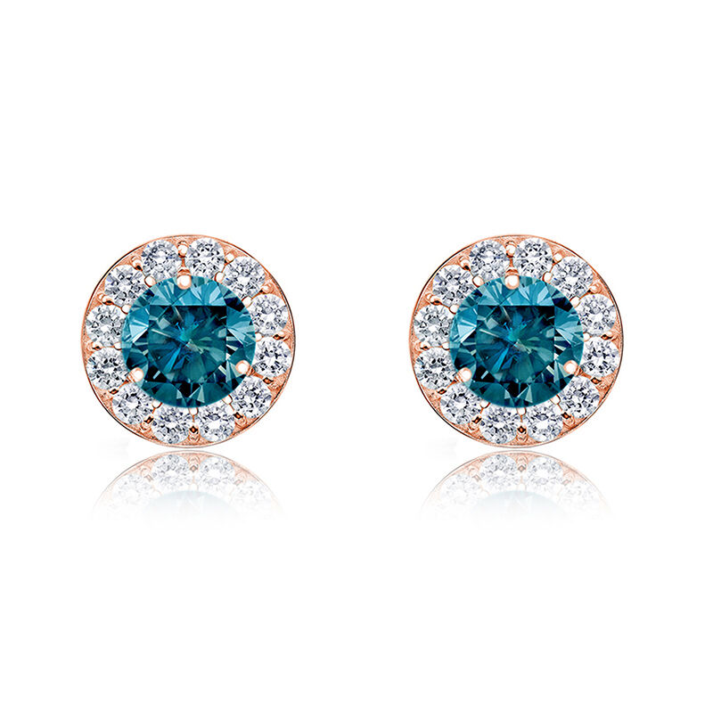 Blue Diamond 3/4ct. t.w. Stud Earrings in 14k Rose Gold image number null
