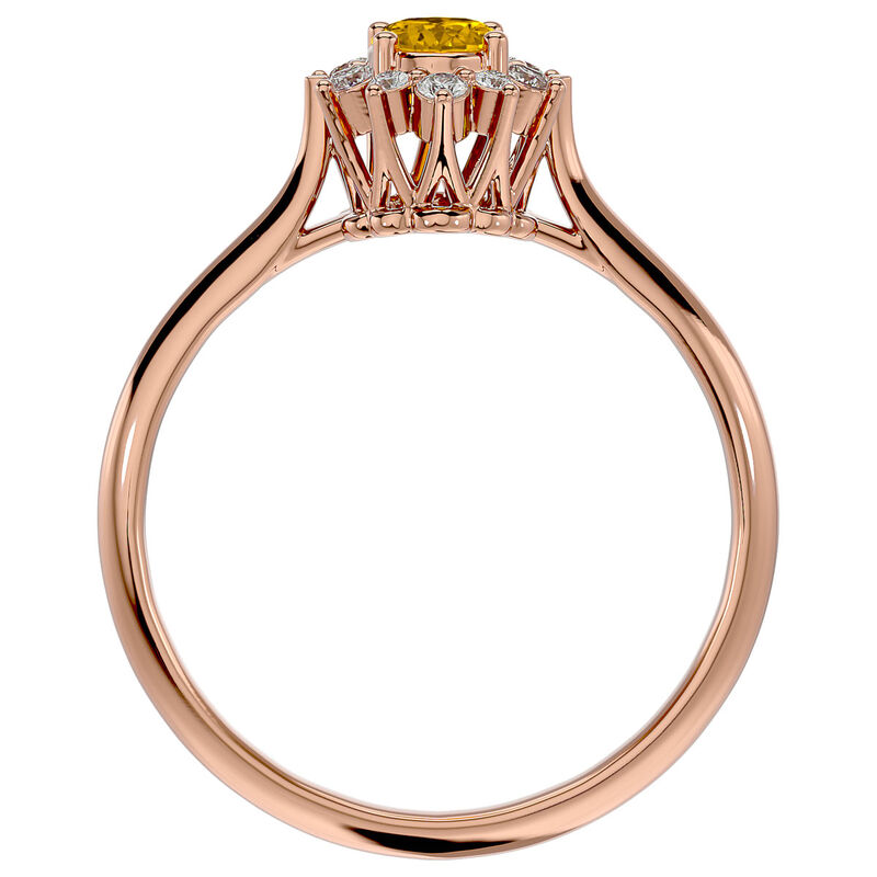 Oval-Cut Citrine & Diamond Halo Ring in 14k Rose Gold image number null