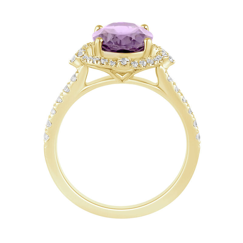 Oval-Cut Rose de France Diamond Halo Ring in 10k yellow Gold image number null