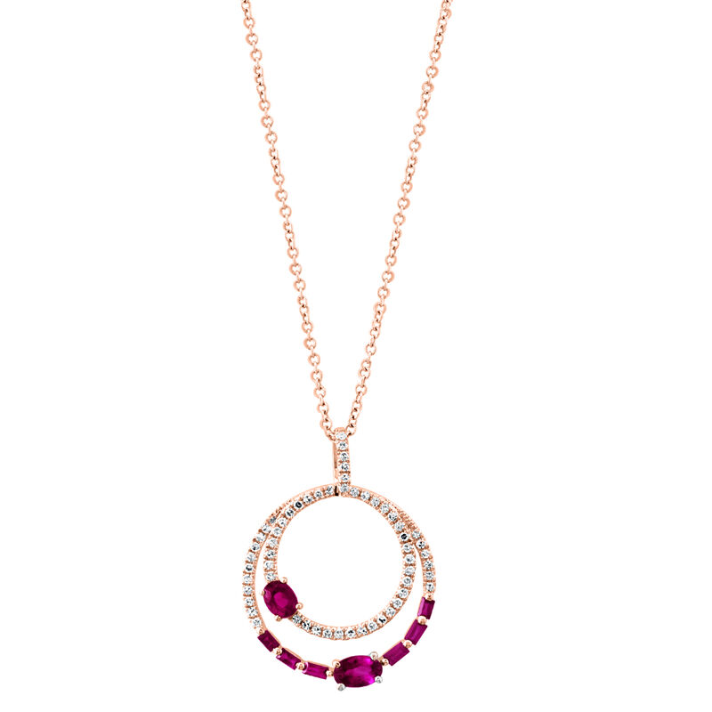 EFFY Ruby & Diamond Pendant in 14k Rose Gold image number null